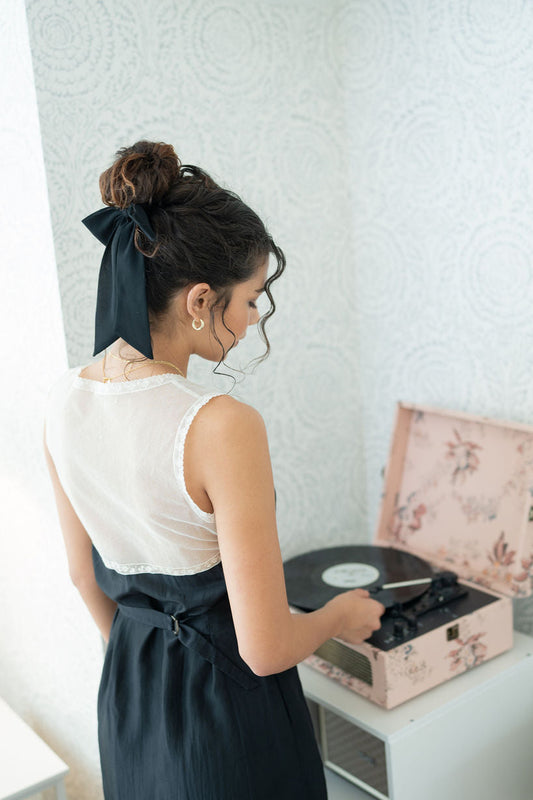 Coquette Chiffon Bow, Black